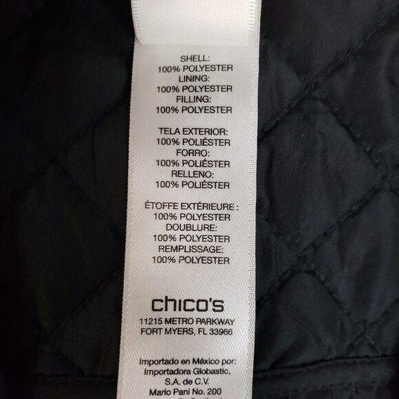 Chicos Reversible Vest Leopard Animal Print Black Quilted Longline Size 1 Medium - Picture 5 of 6